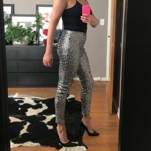 Silver sequin leggings